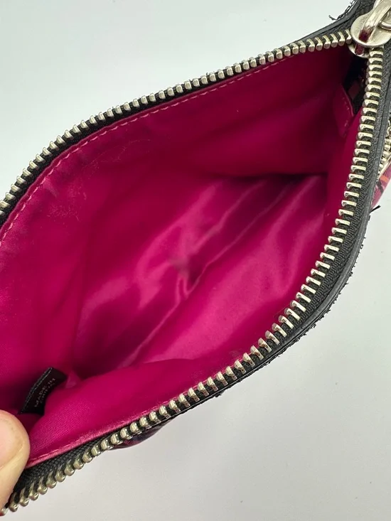 Coach Poppy Plaid Tartan Wristlet Double Zip Y2K Glam Signature C Pink Black - Picture 9 of 16